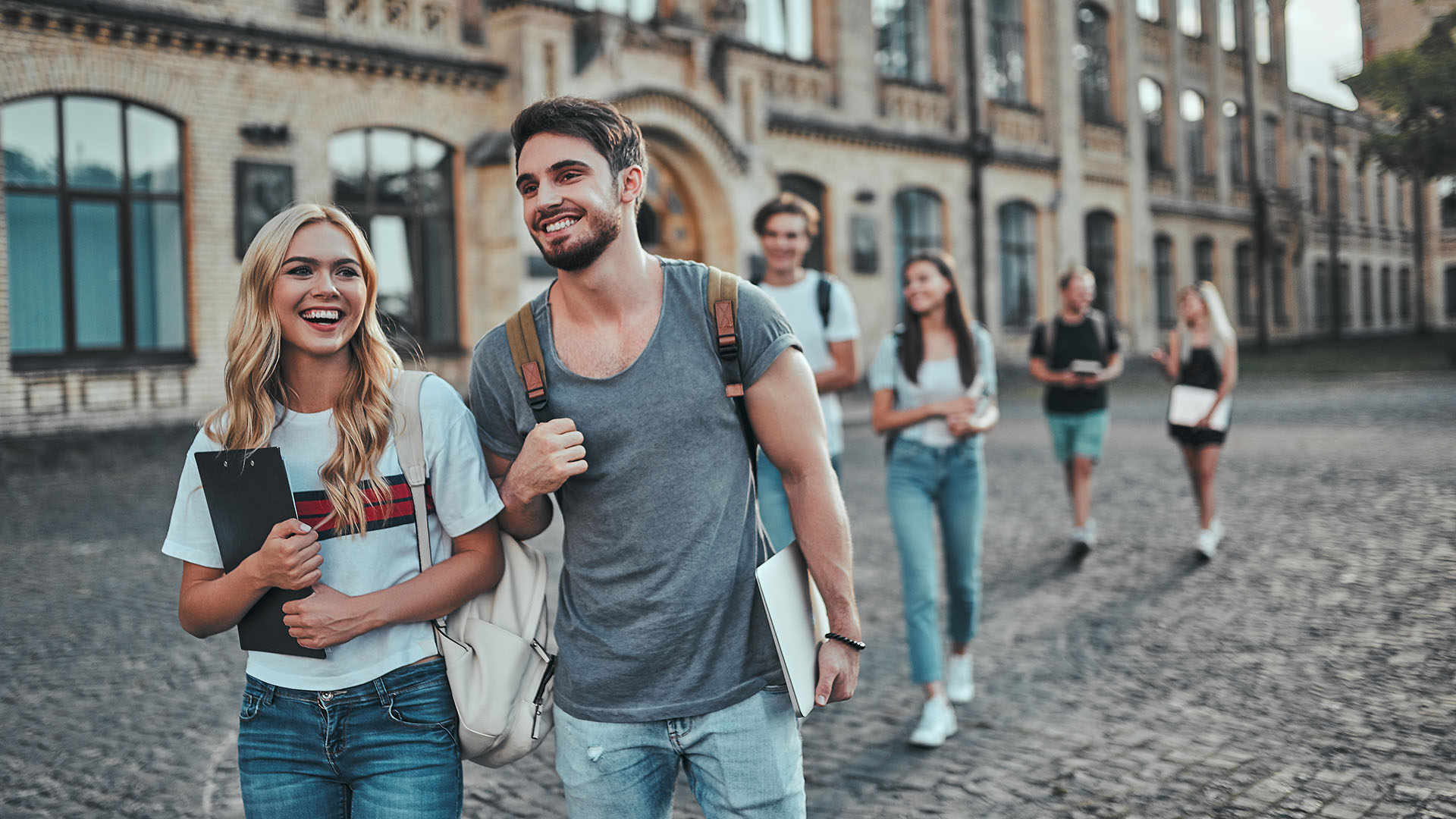 students walking
